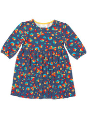Kite - Girls organic garden treasure dress navy blue - 3/4 length sleeves