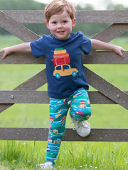 Kite - Boys organic holibobs t-shirt navy blue - Appliqué design - Short sleeved