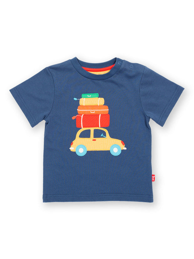 Kite - Boys organic holibobs t-shirt navy blue - Appliqué design - Short sleeved