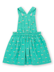 Kite - Girls organic mini queen bee pinafore green - Adjustable straps with coconut buttons