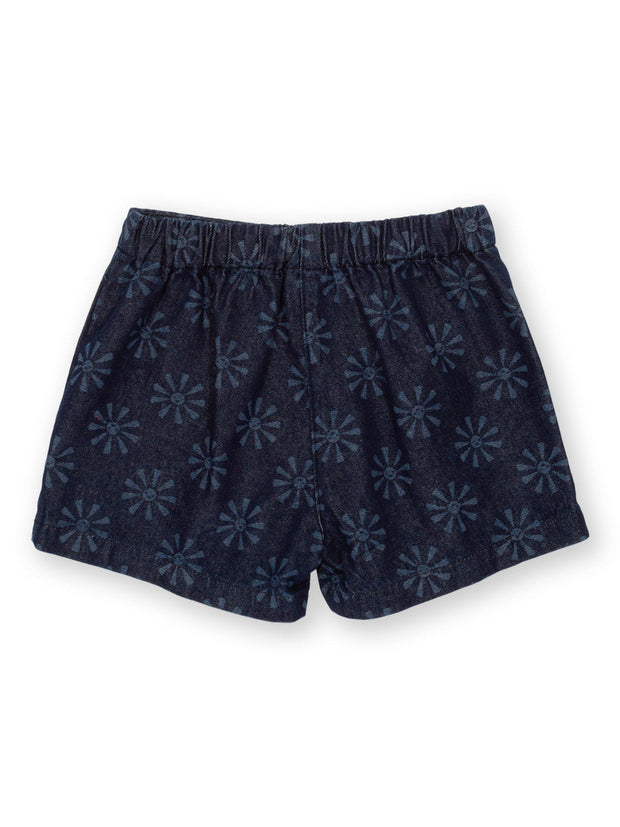 Kite - Girls organic smiley sun denim skort navy blue - Light navy etched design - Skirt with matching built-in shorts