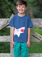 Kite - Boys organic shark t-shirt navy blue - Appliqué design - Short sleeved