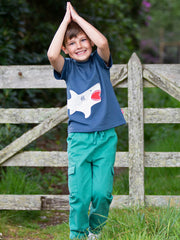 Kite - Boys organic shark t-shirt navy blue - Appliqué design - Short sleeved