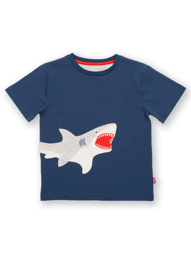 Kite - Boys organic shark t-shirt navy blue - Appliqué design - Short sleeved