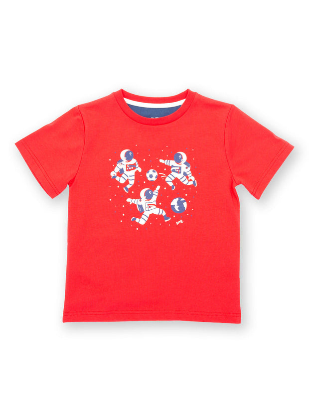Kite - Boys organic space football t-shirt red - Placement print - Short sleeved