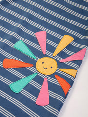 Kite - Girls organic smiley sun dress navy blue - Appliqué design - Short sleeves with gathers