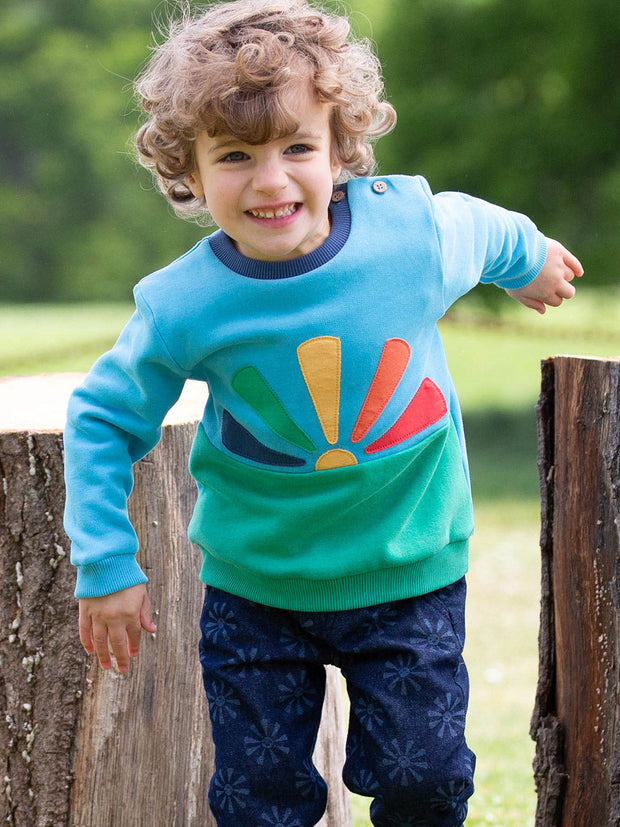 Kite - Boys organic rising sun sweatshirt - Appliqué design - Coconut button shoulder opening