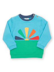 Kite - Boys organic rising sun sweatshirt - Appliqué design - Coconut button shoulder opening