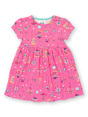 Kite - Girls organic fun fair dress pink - Short sleeves with gathers