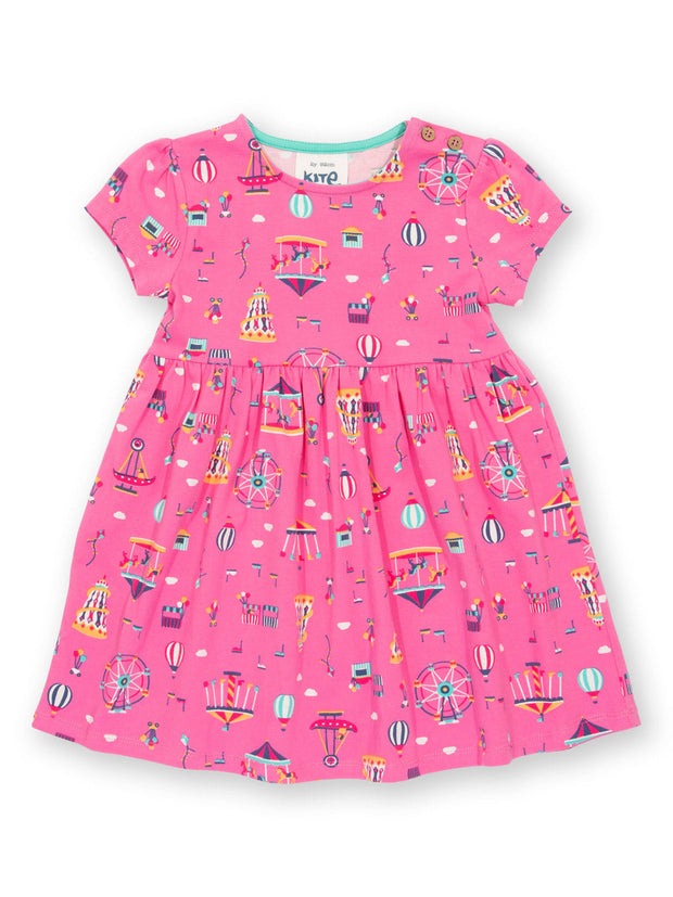 Kite - Girls organic fun fair dress pink - Short sleeves with gathers