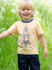 Kite - Boys organic rocket blast t-shirt yellow - Placement print - Short sleeved