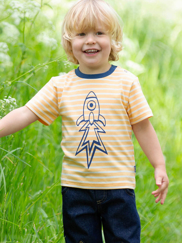 Kite - Boys organic rocket blast t-shirt yellow - Placement print - Short sleeved