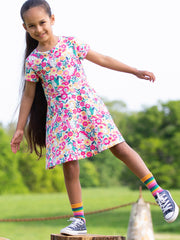 Kite - Girls organic peek-a-pony skater dress - Short sleeved