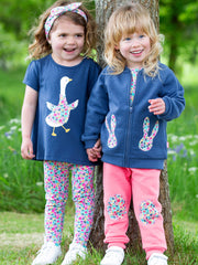 Kite - Girls organic bunny time zippy - Appliqué design - Zip through with Kite zipper pull
