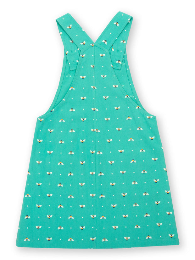Kite - Girls organic queen bee pinafore green - Adjustable straps with coconut buttons