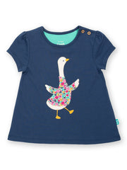 Kite - Girls organic goosey tunic navy blue - Appliqué design - Short sleeved