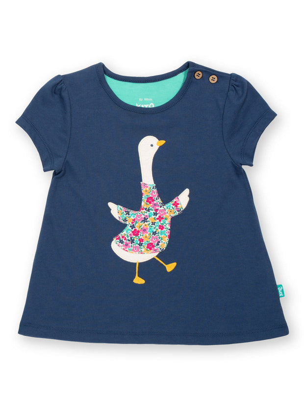 Kite - Girls organic goosey tunic navy blue - Appliqué design - Short sleeved