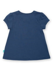 Kite - Girls organic goosey tunic navy blue - Appliqué design - Short sleeved