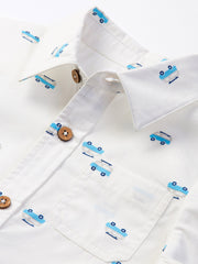 Kite - Boys organic camper shirt cream - Short sleeved