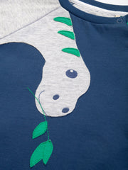 Kite - Boys organic dino munch t-shirt navy blue - Appliqué design - Long sleeved