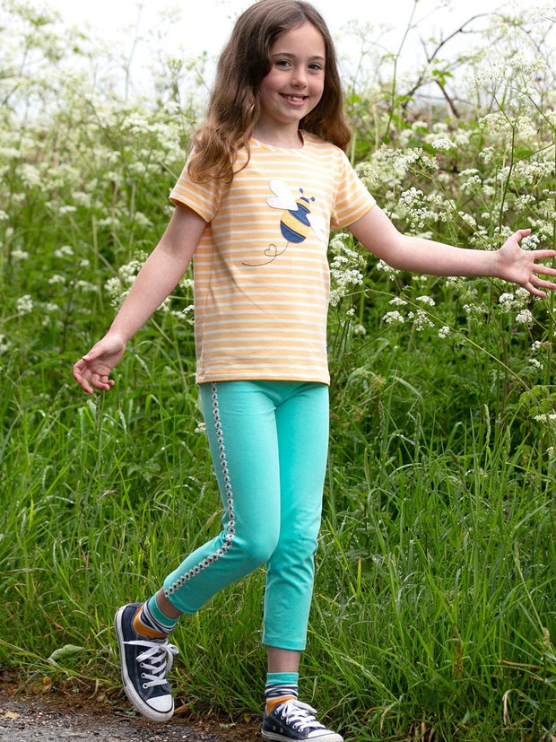 Kite - Girls organic dandy daisy leggings green - Single jersey with a little bit of stretch - 7/8 length leg