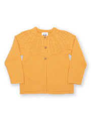 Kite - Girls organic together cardi yellow - Stitch interest yoke design - Midweight knitwear