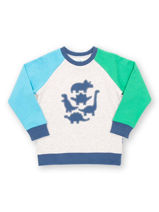 Kite - Boys organic dino play sweatshirt - Appliqué design - Ribbed neckline, cuffs and hem