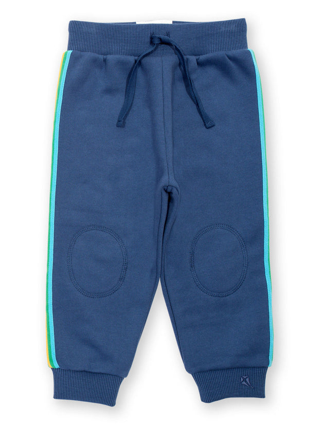 Kite - Boys organic side stripe joggers navy blue - Brush back sweat fabric - Elasticated waistband with adjustable ties