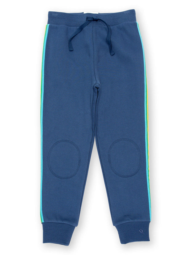 Kite - Boys organic side stripe joggers navy blue - Brush back sweat fabric - Elasticated waistband with adjustable ties