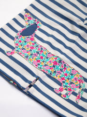 Kite - Girls organic daxie dog top navy blue - Appliqué design - Long sleeved