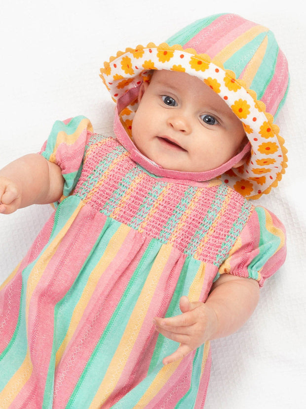 Kite - Baby Girls organic special stripe sun hat - Fully reversible