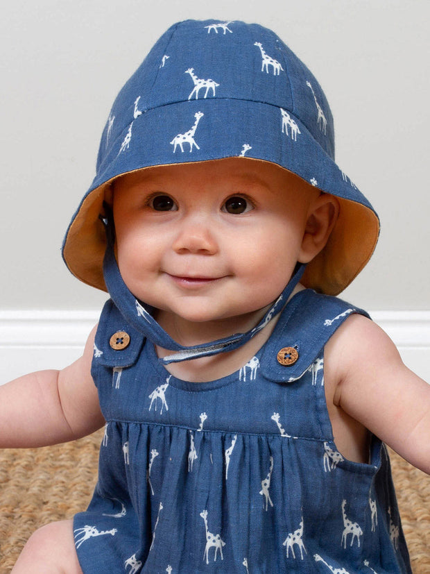 Kite - Baby organic giraffy sun hat - Fully reversible