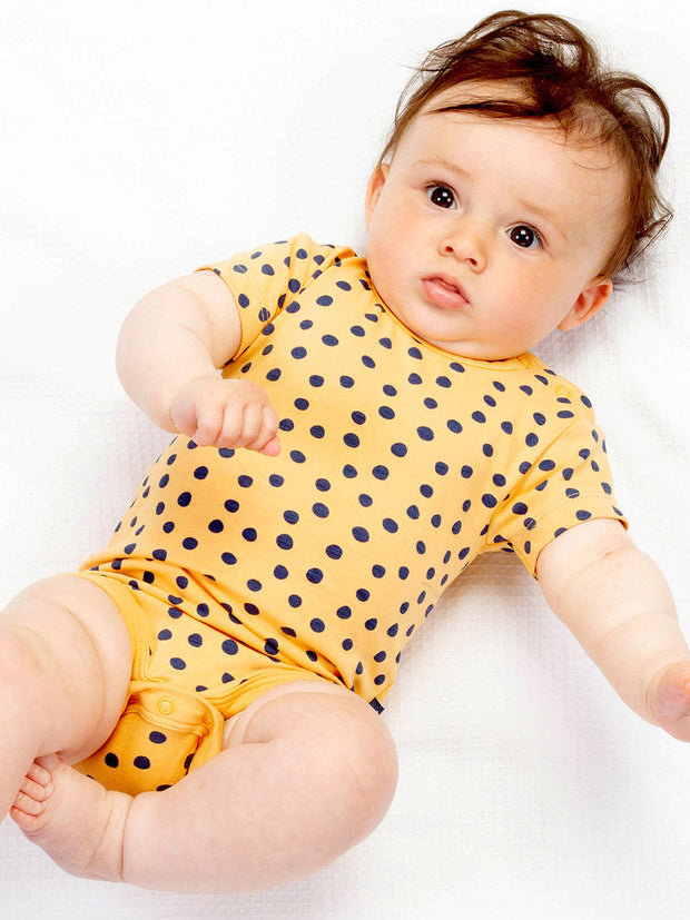 Kite - Baby organic spotty bodysuit yellow - Popper openings