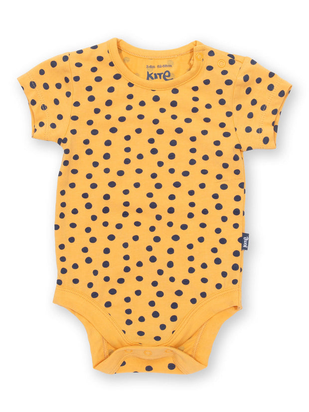 Kite - Baby organic spotty bodysuit yellow - Popper openings