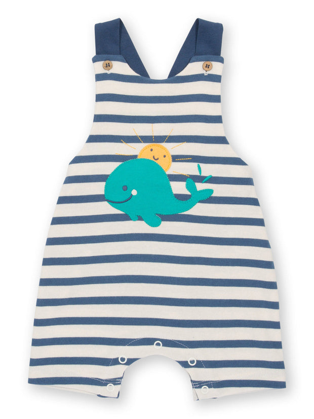 Kite - Baby organic whaley good dungarees navy blue - Appliqué design - Adjustable straps with coconut buttons