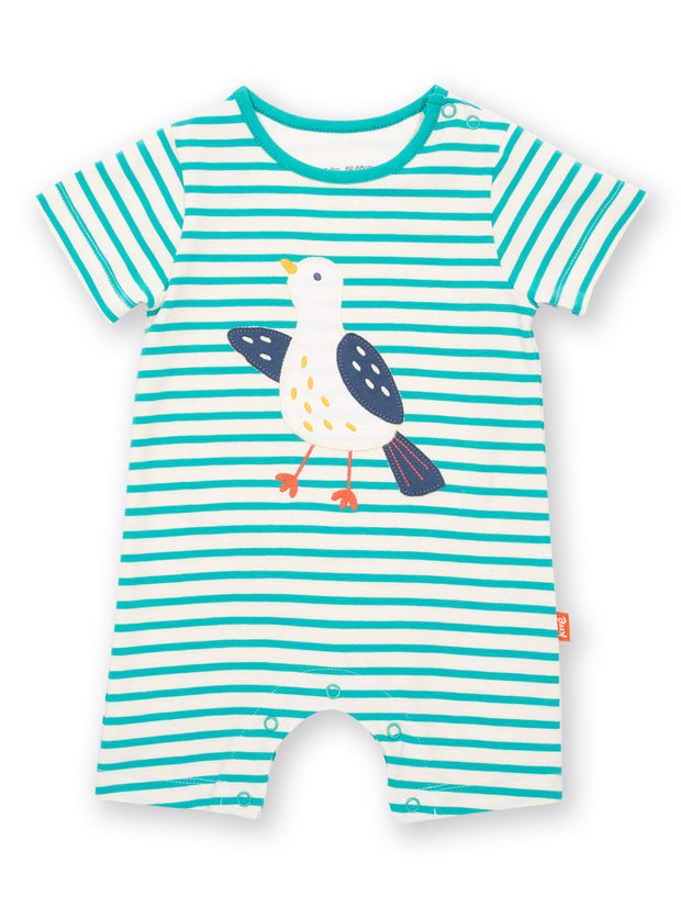 Kite - Baby organic silly seagull romper blue - Appliqué design - Popper openings