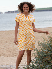 Kite - Womens organic Chettle muslin dress groovy dot yellow - All-over print - Above the knee length