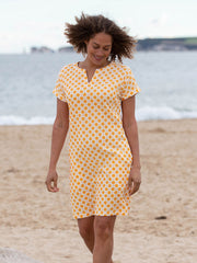 Kite - Womens organic Chettle muslin dress groovy dot yellow - All-over print - Above the knee length