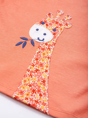 Kite - Girls organic giraffy tunic orange - Appliqué design - Short sleeved