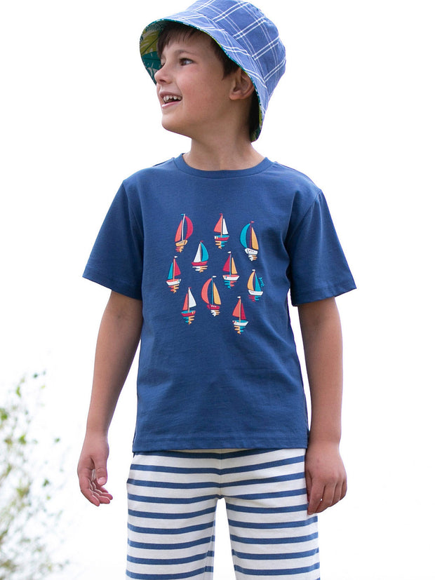 Kite - Boys organic sunset sail t-shirt navy blue - Placement print - Short sleeved