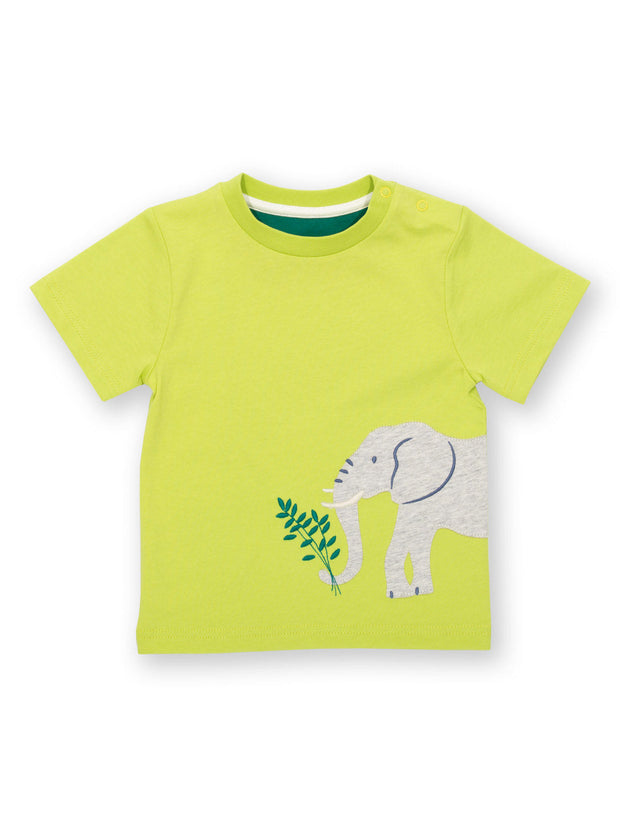 Kite - Boys organic elephants never forget t-shirt green - Appliqué design - Short sleeved