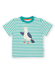 Kite - Boys organic silly seagull t-shirt blue - Appliqué design - Short sleeved