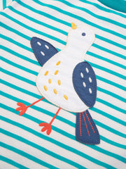 Kite - Boys organic silly seagull t-shirt blue - Appliqué design - Short sleeved