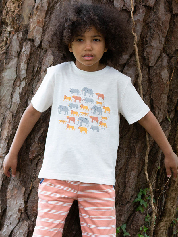 Kite - Boys organic big five t-shirt cream - Placement print - Short sleeved