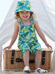 Kite - Boys organic jungle dungarees - Cross over adjustable straps with coconut buttons