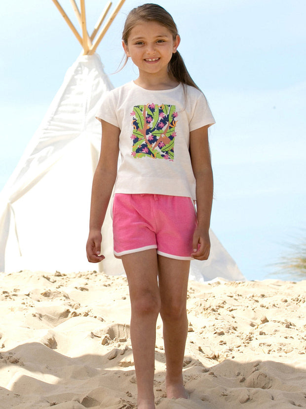 Kite - Girls organic retro shorts pink - Towelling - Elasticated waistband with adjustable ties