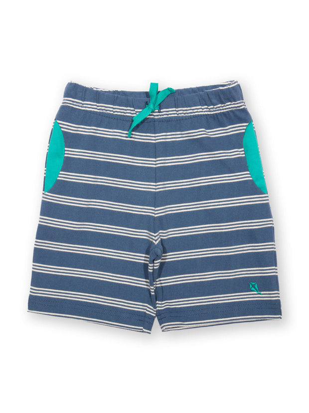 Kite - Boys organic Corfe shorts navy - Yarn dyed stripe - Elasticated waistband with adjustable ties