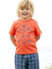 Kite - Boys organic giraffy t-shirt orange - Placement print - Short sleeved