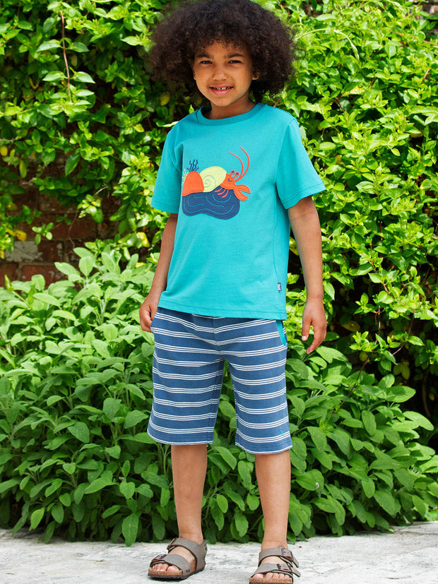 Kite - Boys organic rock pool t-shirt blue - Appliqué design - Short sleeved