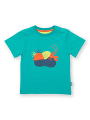 Kite - Boys organic rock pool t-shirt blue - Appliqué design - Short sleeved